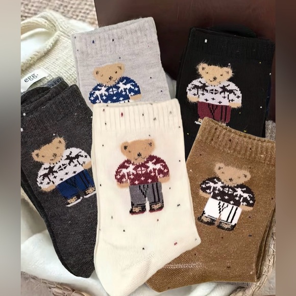 Cute Bear Pattern Socks Set (5pair) - Picture 2 of 4